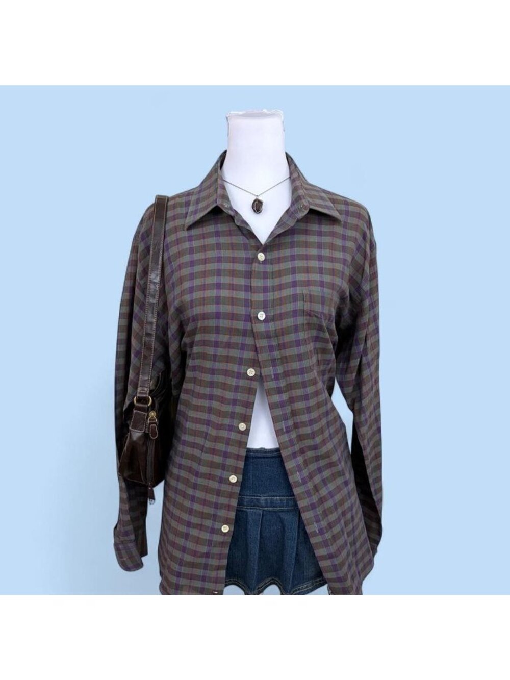 70s plaid skater button down shirt